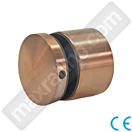 Държач Ø50 на стъкло от 8мм. до 20мм, остояние 30мм. Неръждаема стомана AISI 304. Розово злато. Стениран.